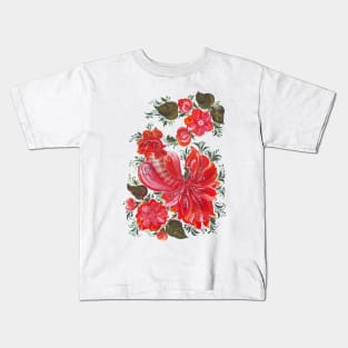 Bird rooster in Russian folk art style Kids T-Shirt